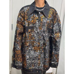 Men Stretch Denim Graffiti Jacket  -Erica Brooke sz 36 NWOT !